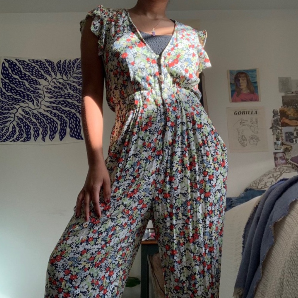 Free People Floral Print Jumpsuit